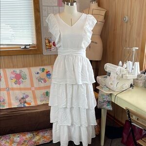 Elegant White Tiered Dress